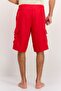Men Drawstring Plain Print Swim Shorts, Red - 3