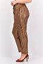Women Regular Fit Sequin Straight Pants, Rust Brown - 2
