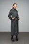 Shirt Collar Epaulet Detail Oversized Long Coat Dark Gray 3064 - 4