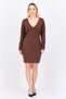 Women Ribbed Mini Dress, Dark Brown - 4