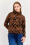 Women Mock Neck Jacquard Print Long Sleeves Sweater, Multicolor