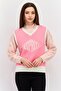 Women V-Neck Sleeveless Textured Sweater Vest, Pink