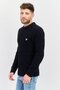 Men Crew Neck Long Sleeve Brand Logo Sweater, Navy Blue - 4