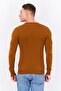 Men Crew Neck Long Sleeves Knitted Sweater, Brown - 2
