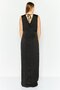 Women Plain Satin Maxi Dress, Black - 4