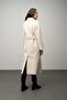 Reglan Sleeve Double-Breasted Coat with Epaulet and Cape Detail Ekru 3045 - 7