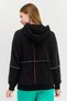 Women Sportswear Fit Long Sleeve Outdoor Hooded Sweatshirt, Black - 3