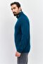 Men Mock Neck Embroidered Print Long Sleeve Sweater, Green - 4