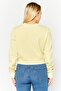 Women Ribbed Neck Long Sleeves Brad Logo Sweatshirt, Pale Yellow - 4