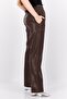 Women Regular Fit Plain Wide Leg Pants, Chocolate Brown - 2