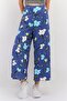 Women Regular Fit Floral Wide Leg Pants, Blue