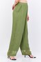 Women Wide Leg Textured Pull On Pants, Olive - 3