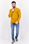 Men V Neck Embroidered Logo Long Sleeve Sweater, Yellow - 4