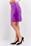Women Petite Plain Velvet Mini Skirt, Purple - 2