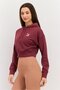 Women Sportswear Fit Embroidered Logo Long Sleeves Outdoor Sweatshirt, Maroon - 4