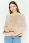Women Crew Neck Long Sleeve Knitted Top ,Taupe