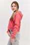 Women Hooded Graphic Print Sweatshirt, Red - 2