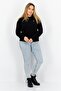 Women Crew Neck Embroidered Logo Knitted Sweater, Black - 3