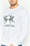 Men Crew Neck Long Sleeve Brand Logo Sweatshirt, White - 3