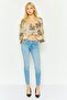 Women Square Neck Long Sleeve Leopard Print Crop Top, Brown Combo - 3