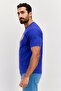 Men Crew Neck Short Sleeve Brand Logo T Shirt, Royal Blue - 2