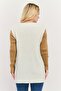 Women V-Neck Knitted Sweater Vest, Ivory - 3