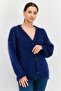 Women Knitted Button Detail Cardigan, Dark Navy