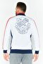 Men Mock Neck Brand Logo Long Sleeves Full zip Sweatshirt, White - 4