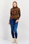 Women Mock Neck Jacquard Print Long Sleeves Sweater, Multicolor - 4