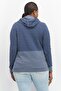 Women Drawstring Stripe Long Sleeve Hooded Sweatshirt, Navy - 4