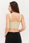 Women Scoop Neck Sleeveless Floral Print Crop Top, Green - 4