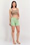 Women Solid Denim Shorts, Mint - 4