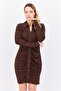 Women Ruched Mini Dress, Brown