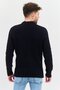 Men Crew Neck Long Sleeve Brand Logo Sweater, Navy Blue - 3