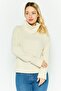 Women Turtle Neck Knit Rib Sweater, Beige