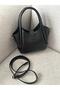 Women's Mini Lock Detailed Puppy Cross Strap Hand and Shoulder Bag Black - 4