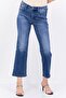 Women Washed Stretchable Wide Leg Denim Jeans, Blue