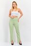 Women Petite High Waist Straight Leg Pants, Light Green - 4