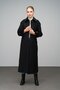 Oversize Long Coat with Shirt Collar and Epaulet Detail Black 3064 - 5