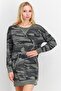 Women Camouflage Long Sleeves Sweatshirt Dress, Grey