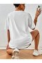 Women's White Pocket Floral Printed Trend Oversize Tshirt - 2