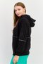 Women Sportswear Fit Long Sleeve Outdoor Hooded Sweatshirt, Black - 2