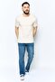 Men Crew Neck Short Sleeve Textured T Shirt, Peach - 2