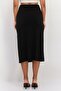 Women Solid Midi Skirt, Black - 3