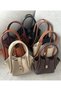 Women's Mini Lock Detailed Puppy Crossbody Hand and Shoulder Bag Brown - 5