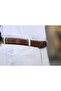 Brown Leather Men's Belt Metal Buckle Classic Fabric Trouser Belt 3.5 cm - 3