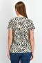 Women Crew Neck Short Sleeve Animal Print Tops, Beige - 4