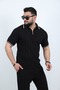 Men's Black Stripe Knitwear T-Shirt - 2