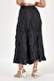 Women's Smoked Pleated Wrinkled Fabric Maxi Skirt - 7