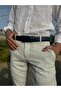 Navy Blue Leather Men's Belt Metal Buckle Classic Fabric Pants Belt 3.5 cm - 5